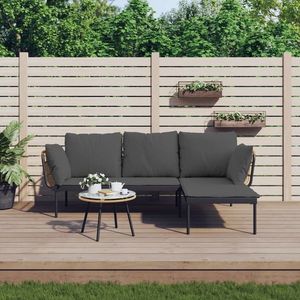 vidaXL Set mobilier de grădină cu perne gri închis, 3 piese, poliratan imagine