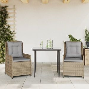 vidaXL Set mobilier de grădină cu perne, 3 piese, bej, poliratan imagine