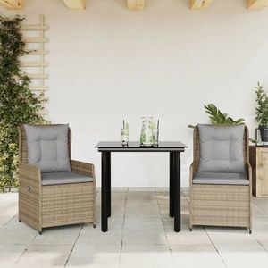 vidaXL Set mobilier de grădină cu perne, 3 piese, bej, poliratan imagine