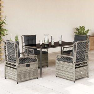 vidaXL Set mobilier de grădină cu perne, 5 piese, gri, poliratan imagine