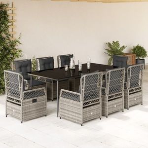 vidaXL Set mobilier grădină cu perne, 9 piese, gri, poliratan imagine