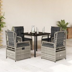 vidaXL Set mobilier de grădină cu perne, 5 piese, gri, poliratan imagine