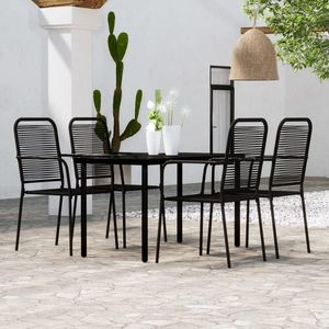 vidaXL Set de servit masa pentru grădină, 5 piese, negru imagine