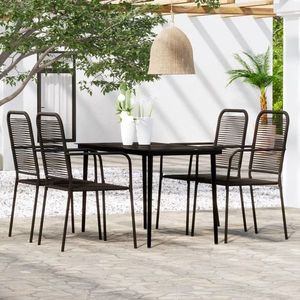 vidaXL Set de servit masa pentru grădină, 5 piese, negru imagine