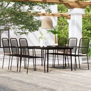 vidaXL Set de mobilier pentru grădină, 7 piese, negru imagine