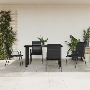 vidaXL Set mobilier de grădină, 5 piese, negru, oțel și textilenă imagine