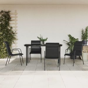 vidaXL Set mobilier de grădină, 5 piese, negru, oțel și textilenă imagine