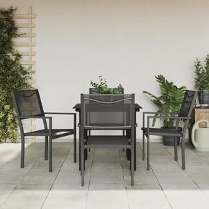 vidaXL Set mobilier de grădină, 5 piese, negru, oțel și textilenă imagine