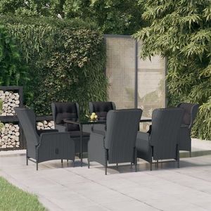 vidaXL Set mobilier de grădină, 7 piese, gri închis, poliratan imagine