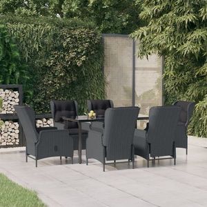 vidaXL Set mobilier de grădină, 7 piese, gri închis, poliratan imagine