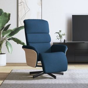 vidaXL Fotoliu rabatabil cu suport de picioare, albastru, textil imagine