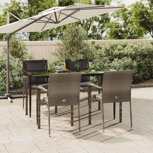 vidaXL Set mobilier grădină cu perne, 5 piese, negru și gri, poliratan imagine