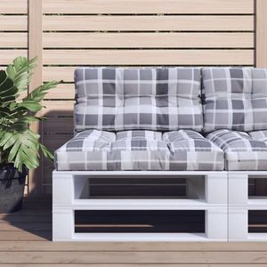 vidaXL Pernă de paleți, gri carouri, 80x40x12 cm, material textil imagine
