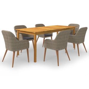 vidaXL Set mobilier de grădină, 7 piese, maro imagine