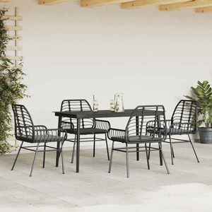 vidaXL Set de sufragerie de grădină 5 piese neagră Sticlă Poly Rattan imagine