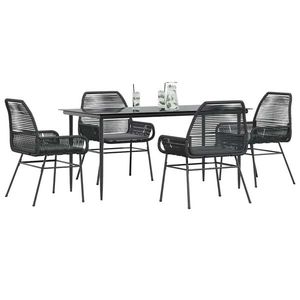 vidaXL Set de sufragerie de grădină 5 piese neagră Sticlă Poly Rattan imagine