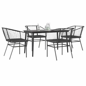vidaXL Set de sufragerie de grădină 5 piese neagră Sticlă Poly Rattan imagine