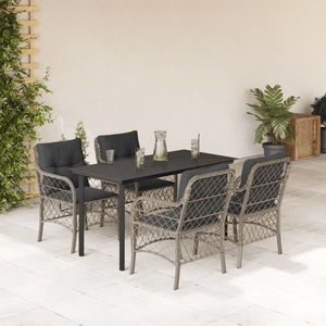 vidaXL Set mobilier de grădină cu perne, 5 piese gri deschis poliratan imagine