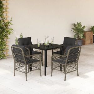 vidaXL Set mobilier de grădină cu perne, 5 piese, gri, poliratan imagine