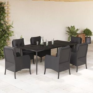 vidaXL Set mobilier de grădină cu perne, 7 piese, negru, poliratan imagine