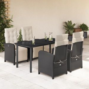 vidaXL Set mobilier de grădină cu perne, 5 piese, negru, poliratan imagine