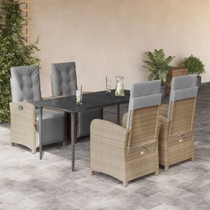vidaXL Set mobilier de grădină cu perne, 5 piese, bej, poliratan imagine