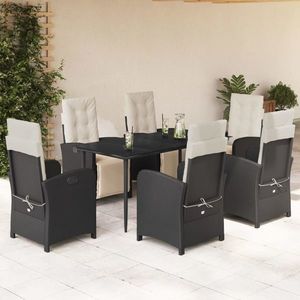 vidaXL Set mobilier de grădină cu perne, 7 piese, negru, poliratan imagine