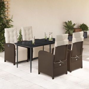 vidaXL Set mobilier de grădină, 5 piese, cu perne, maro, poliratan imagine