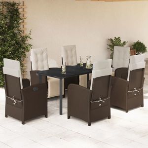 vidaXL Set mobilier de grădină cu perne, 7 piese, maro, poliratan imagine