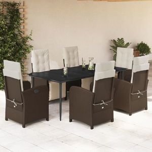 vidaXL Set mobilier de grădină cu perne, 7 piese, maro, poliratan imagine
