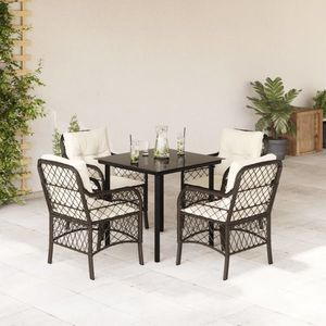 vidaXL Set mobilier de grădină, 5 piese, cu perne, maro, poliratan imagine