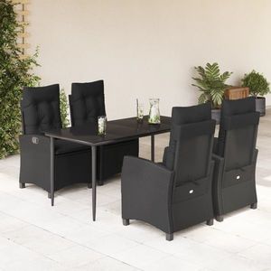 vidaXL Set mobilier de grădină cu perne, 5 piese, negru, poliratan imagine