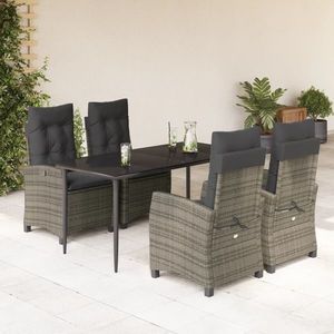 vidaXL Set mobilier de grădină cu perne, 5 piese, gri, poliratan imagine