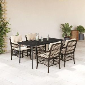 vidaXL Set mobilier de grădină, 5 piese, cu perne, maro, poliratan imagine