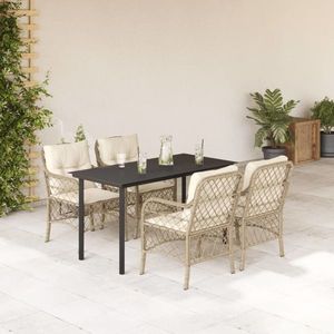 vidaXL Set mobilier de grădină cu perne, 5 piese, bej, poliratan imagine