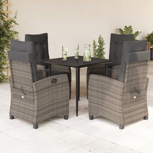 vidaXL Set mobilier de grădină cu perne, 5 piese, gri, poliratan imagine