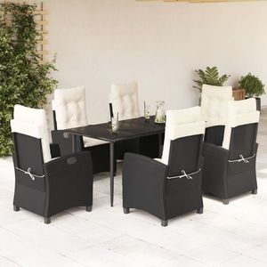 vidaXL Set mobilier de grădină cu perne, 7 piese, negru, poliratan imagine