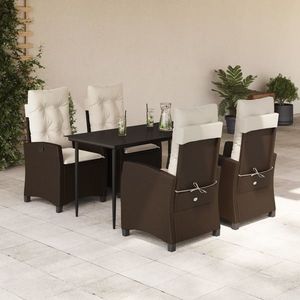 vidaXL Set mobilier de grădină, 5 piese, cu perne, maro, poliratan imagine