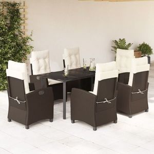 vidaXL Set mobilier de grădină cu perne, 7 piese, maro, poliratan imagine