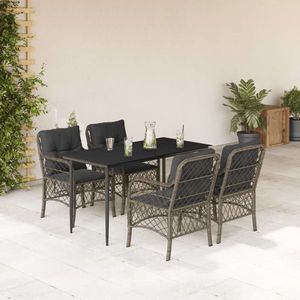 vidaXL Set mobilier de grădină cu perne, 5 piese, gri, poliratan imagine