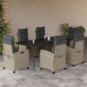 vidaXL Set mobilier de grădină cu perne, 7 piese gri deschis poliratan imagine