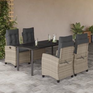 vidaXL Set mobilier de grădină cu perne, 5 piese gri deschis poliratan imagine