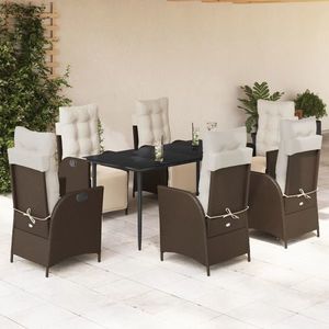 vidaXL Set mobilier de grădină cu perne, 7 piese, maro, poliratan imagine