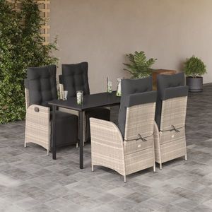 vidaXL Set mobilier de grădină cu perne, 5 piese gri deschis poliratan imagine