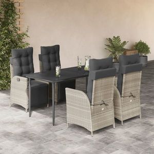 vidaXL Set mobilier de grădină cu perne, 5 piese gri deschis poliratan imagine