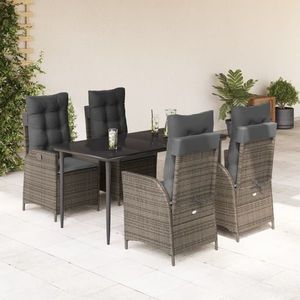 vidaXL Set mobilier de grădină cu perne, 5 piese, gri, poliratan imagine