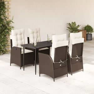vidaXL Set mobilier de grădină, 5 piese, cu perne, maro, poliratan imagine