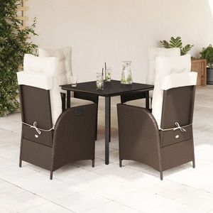 vidaXL Set mobilier de grădină, 5 piese, cu perne, maro, poliratan imagine