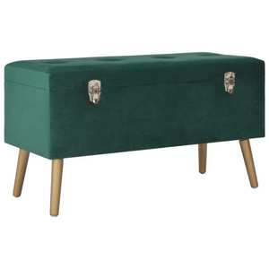 vidaXL Bancă cu un compartiment de depozitare, verde, 80 cm, catifea imagine