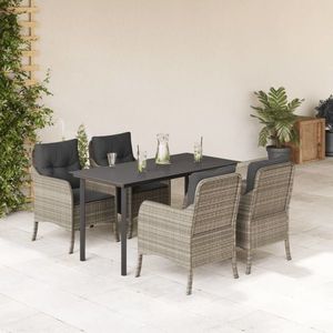 vidaXL Set mobilier de grădină cu perne, 5 piese gri deschis poliratan imagine